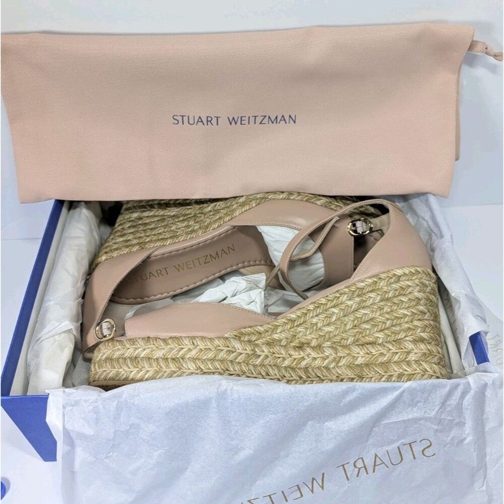 Stuart Weitzman Nudistia Espadrille Wedge Women's 8.5B Adobe Leather NEW in Box - Picture 9 of 12